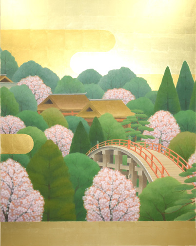 住吉行幸図（太鼓橋）